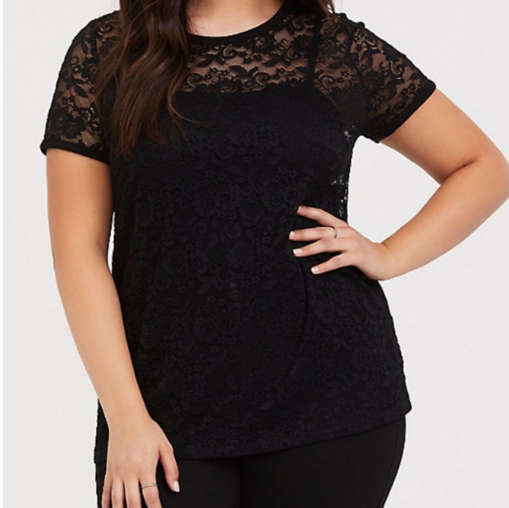Torrid Lace crew neck tee
